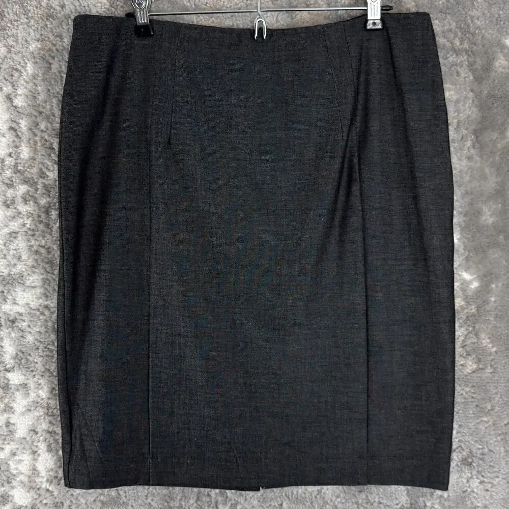 Express Size 14 Minimalist Preppy Career Pencil Skirt Black Zip Stretch - Picture 1 of 7